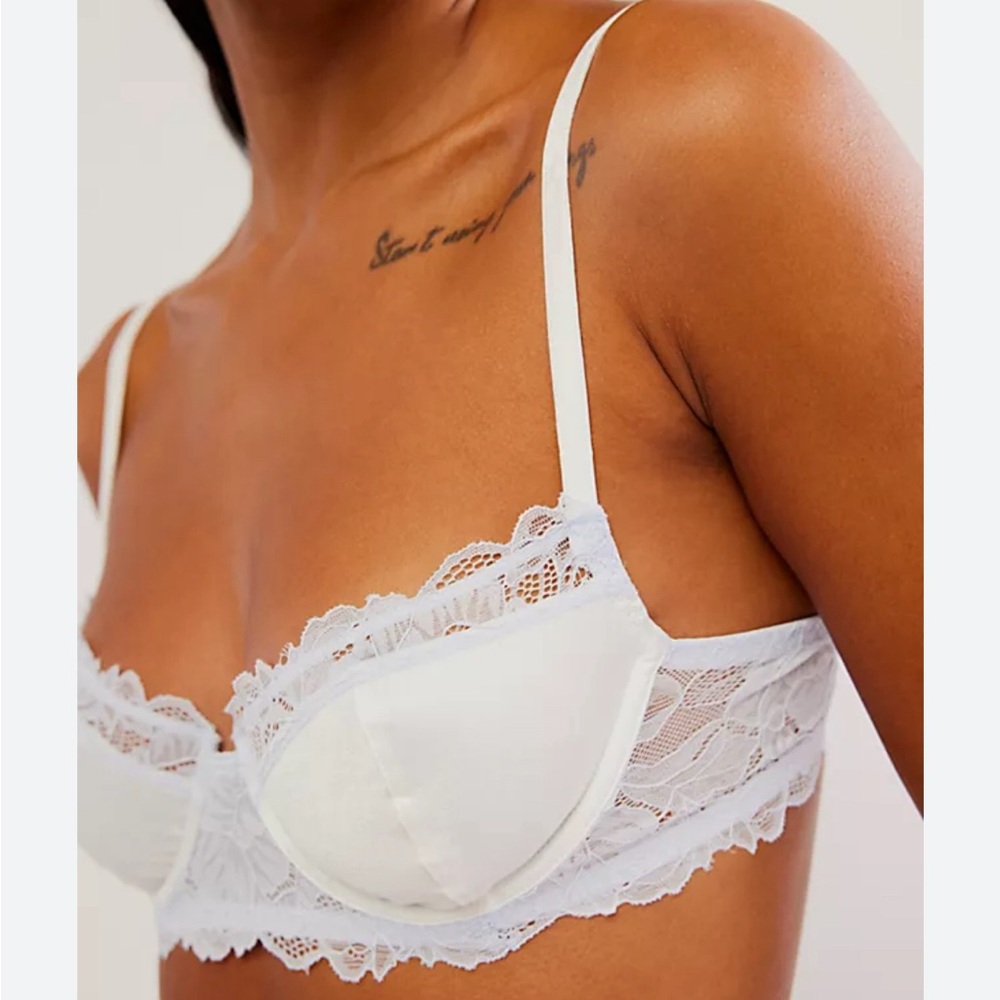 Free People Spring Fling Lace & Jacquard Underwire Bra Ivory Combo Size 36B